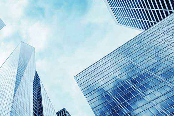 looking up at buildings