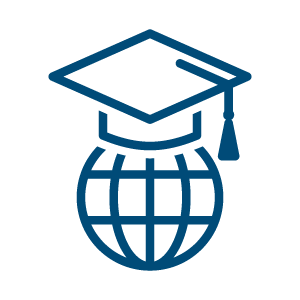 Globe with graduate hat Icon