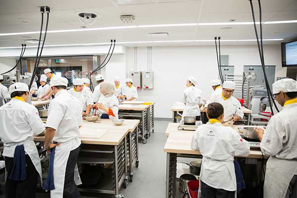 students in baking lab