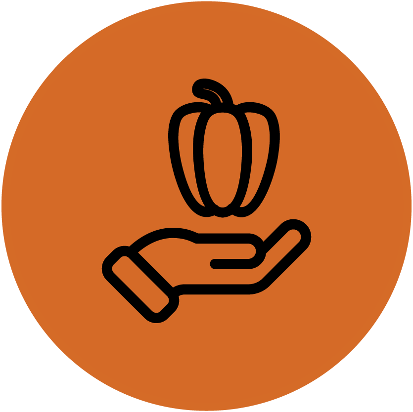 Hand holding a pepper icon