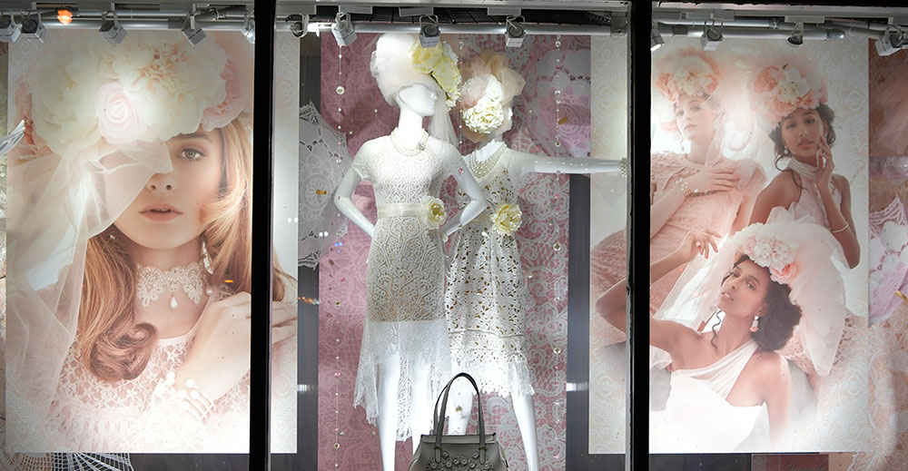 female mannequins in lace dress