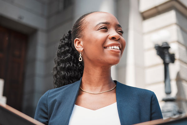 Smiling woman in business suit