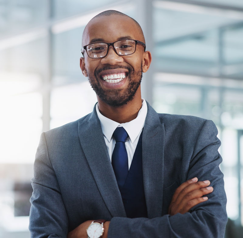 Business person smiling