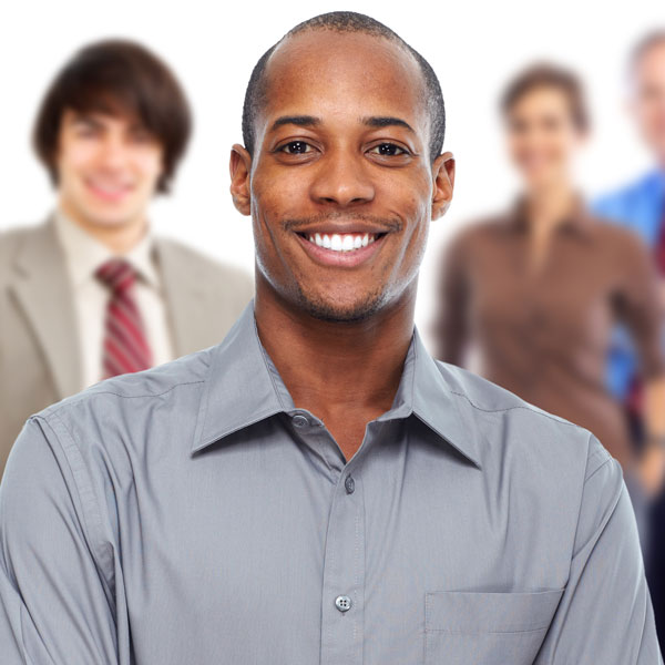 person standing smiling 