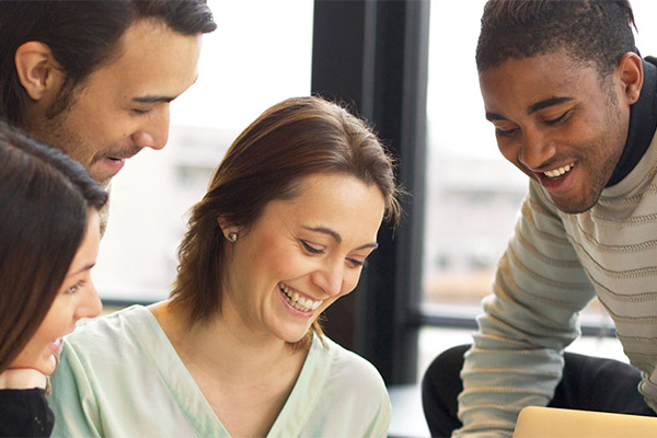 People smiling in a group