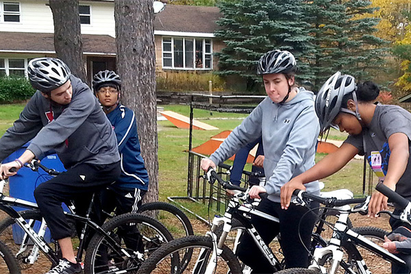 People biking