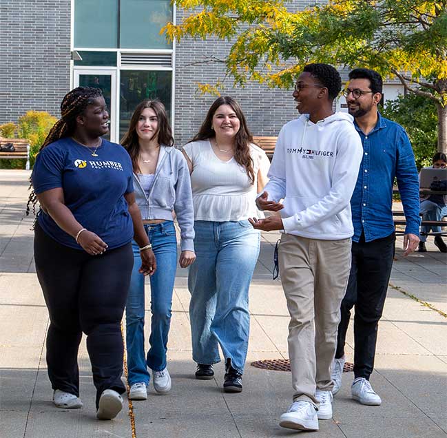 group of students walking outside of Humber College