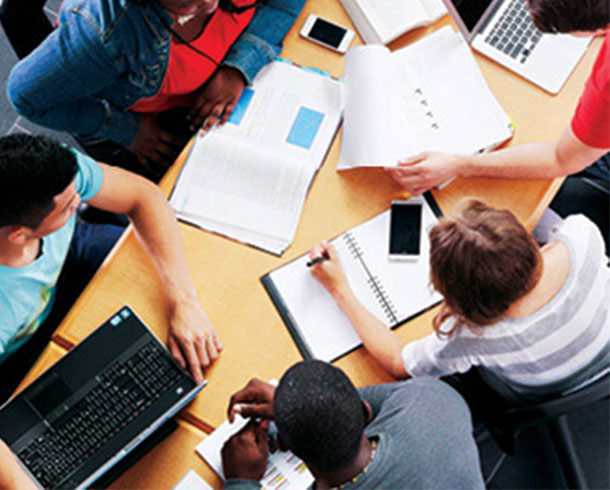 Students working at desk