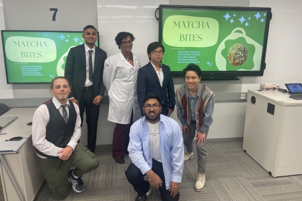 Marketing Students presenting Matcha Bites