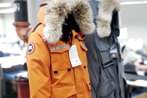 Finished products (orange and grey parkas) 