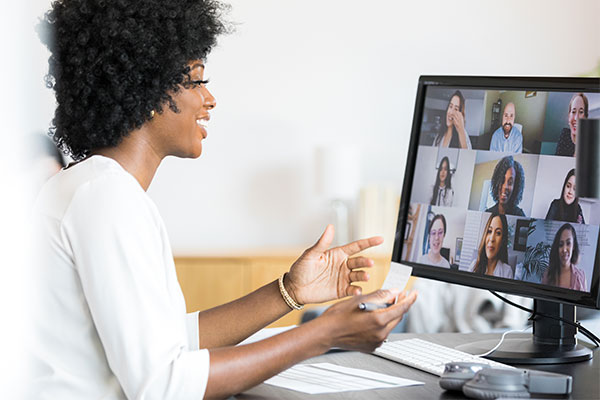 female giving a virtual presentation