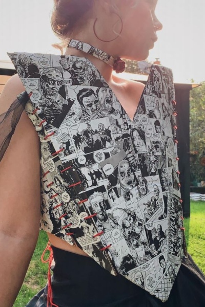 Vest made out of comic book paper