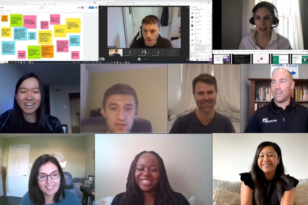 students and industry leaders on a virtual call over zoom