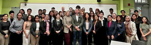 BHSI team taking a group photo with the Insurance Management students and faculty members