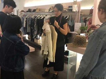 students in retail outlet