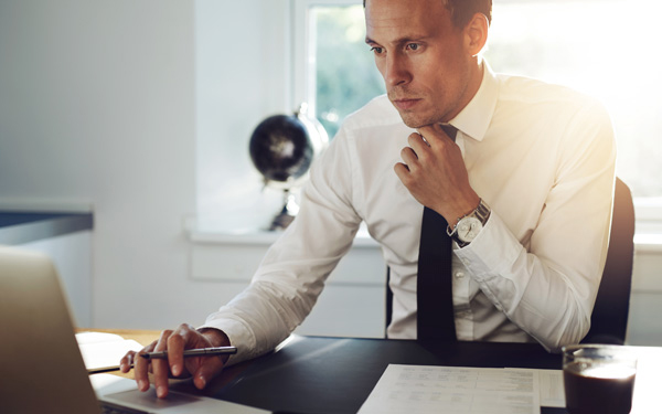 man working on computer