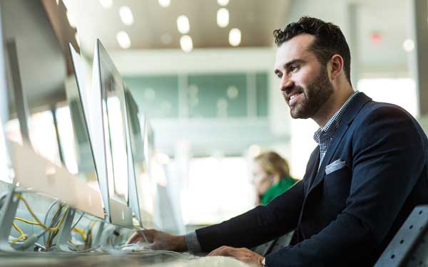 Professional on a computer