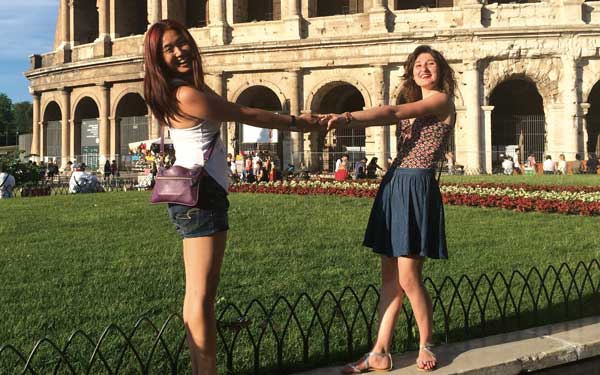 Two students in Italy
