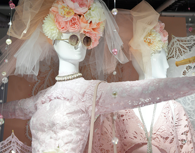 female mannequin in lace dress