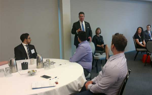 BMO Financial Group's Simon Fish, General Counsel, and  Barbara Muir,  SVP & Corporate Secretary responding to student questions, following AGM Briefing