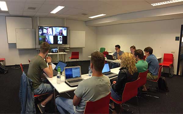 Humber and Fontys students and faculty meeting via skype