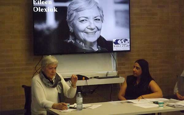 Jasteena Dhillon and Eileen Olexiux speaking at panel