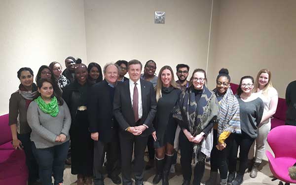 Students with Mayor John Tory