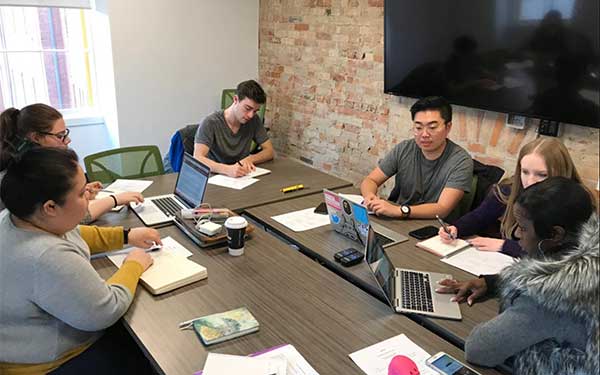 Students working at table
